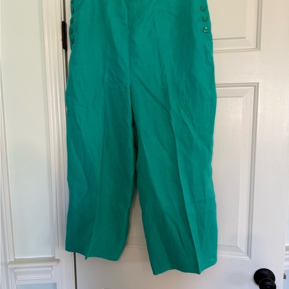 Talbots Pants - Teal Wide-Leg Pants with Button Detail